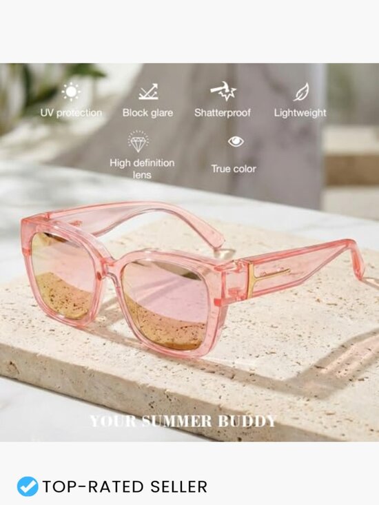 Polarized Fit Over Sunglasses Square Oversized UV Protection for Women Men main image 4